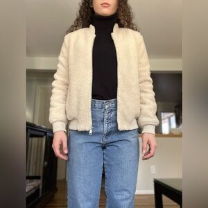 Old Navy Women's Fuzzy Sherpa Zip Up Jacket - Size Small